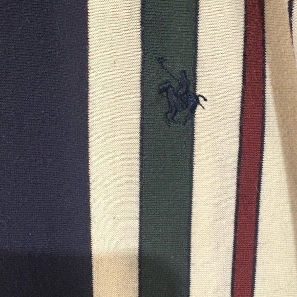 90s Vintage Men's Striped Shirt - Navy, White, Red Polo - Picture 5 of 5